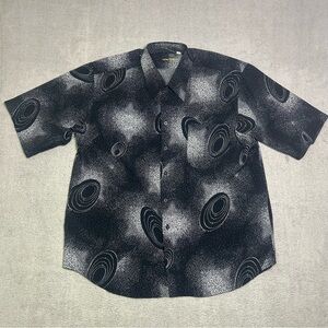 Albertini Men’s Wear Button Up Shirt Men’s XL Black Abstract Galaxy Print